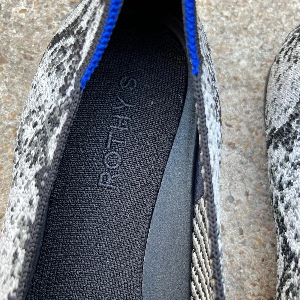 Rothy’s Women’s Black & White Snake-Print Knit Loafers
